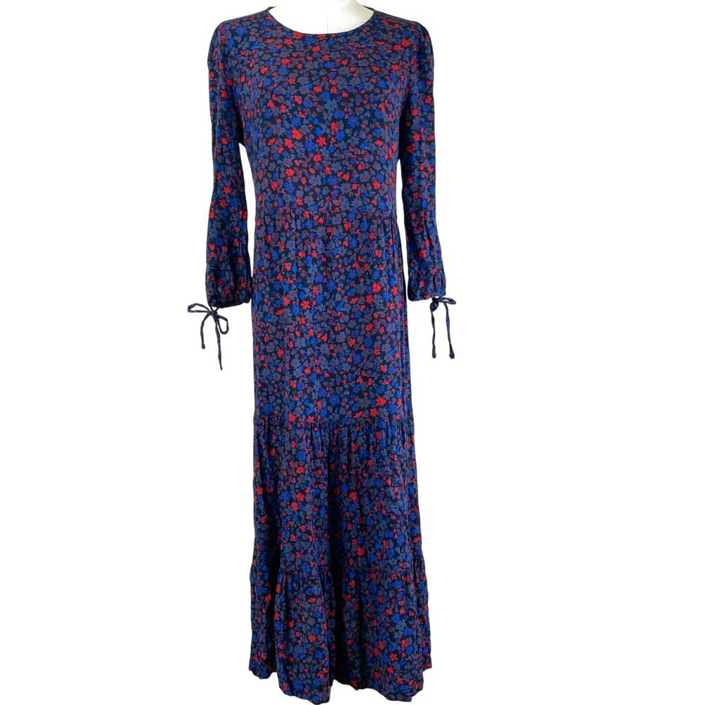 Womens Dress Sz M Cottage Modest Dark Feminine Maxi Tiered‎ Witchy Prairie Boho